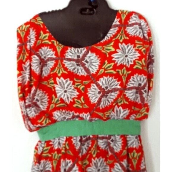 Esley Women's Dress Size Medium Red Turquoise Floral & Aztec Print - Picture 5 of 7